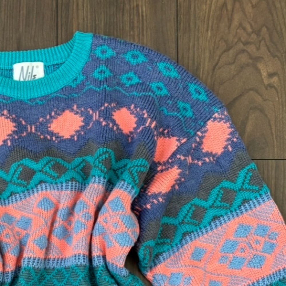 Vintage Multicolor Geometric Crewneck Sweater